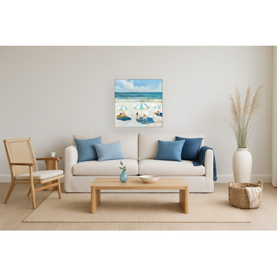 Under the Umbrella I Canvas Wall Art - 32" x 32" - Light Beige Frame