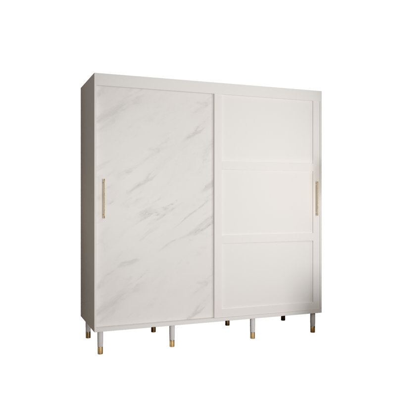 Malda Manufactured Wood Wardrobe, 208cm H x 200cm W x 62cm D, White Matt