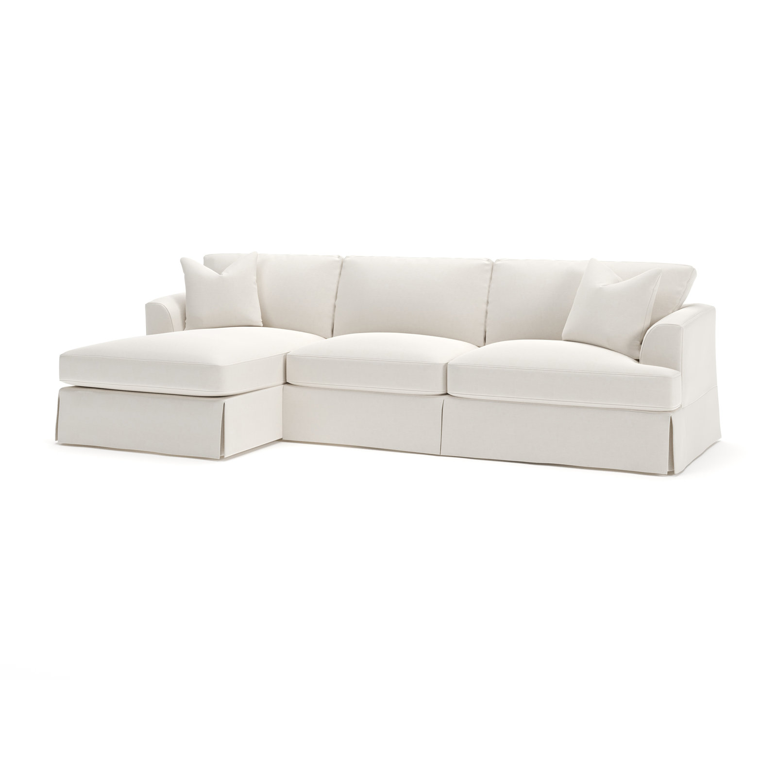 Lucia Chaise Sectional, Left Hand Facing, Lena Off White Performance Linen Blend