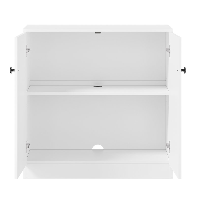 Buffet 32 "avec tablette réglable et portes à fermeture douce, meuble télé de style campagne moderne, armoire de rangement blanche