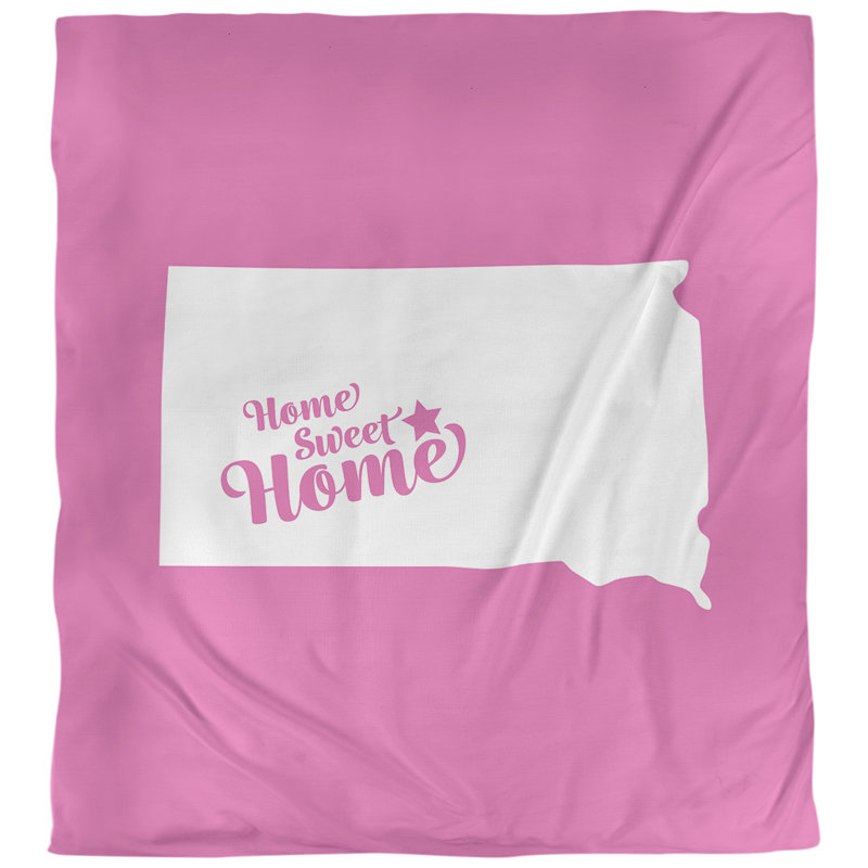Housse de couette réversible simple Home Sweet Pierre, Housse de couette pour très grand lit, Rose, Microfibre