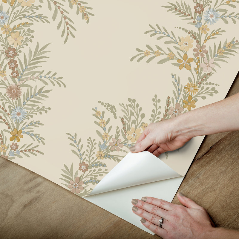 Papier peint adhésif Posy Spruce, Beige