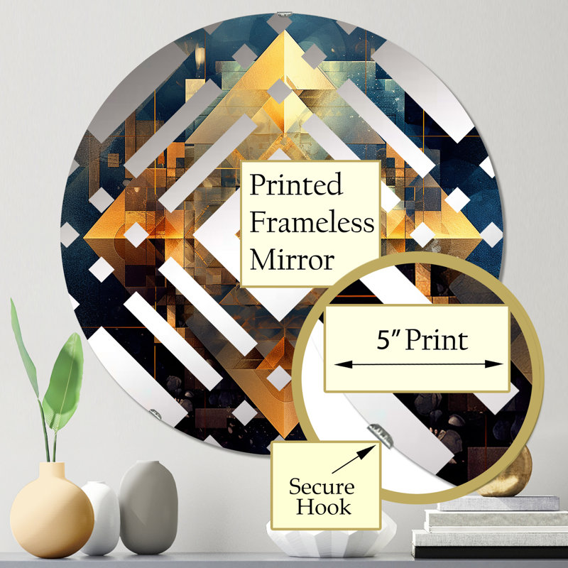 Gold Cubist Visions III - Miroir décoratif à losanges, 23,6 po x 23,6 po