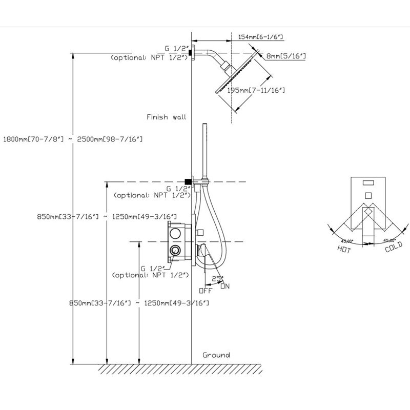 Temperature Complete Shower Faucet System,Single Handle Shower Faucet with Handshower and Diverter