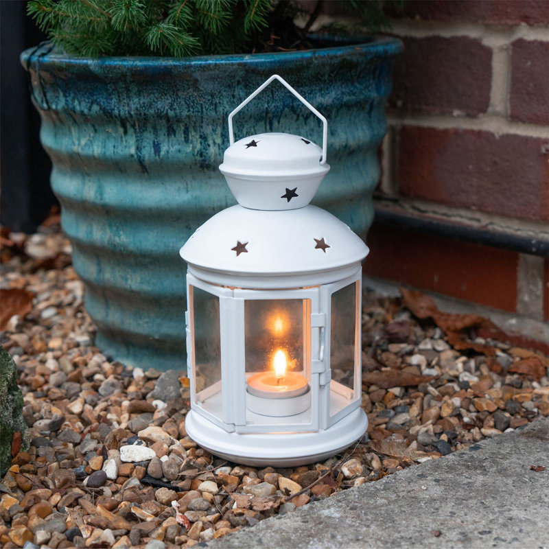 Nicola Spring - Metal Hanging Tealight Lanterns - 20cm, White