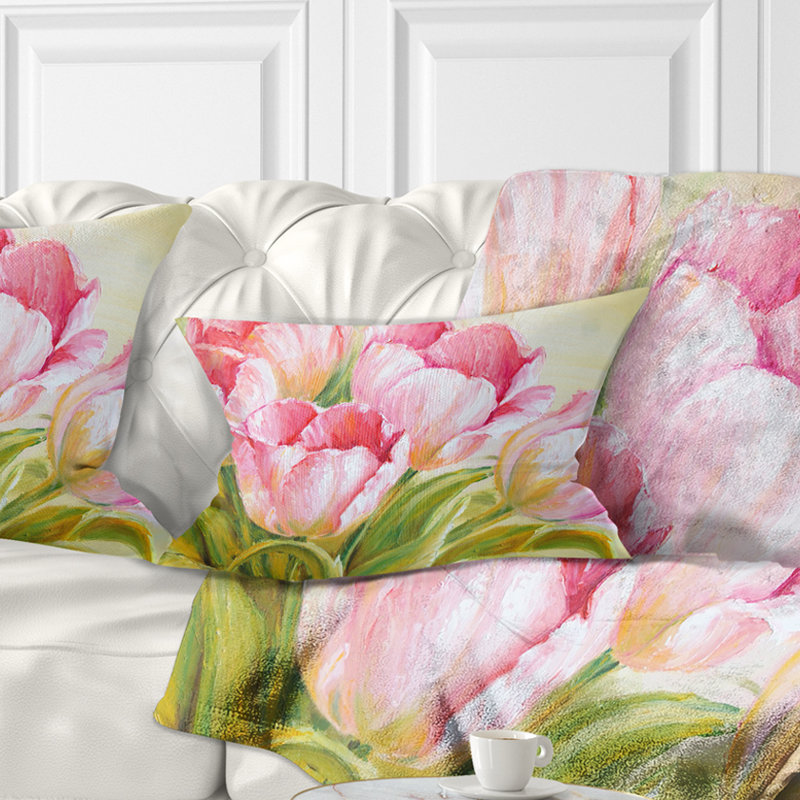 Coussin lombaire floral bouquet de tulipes