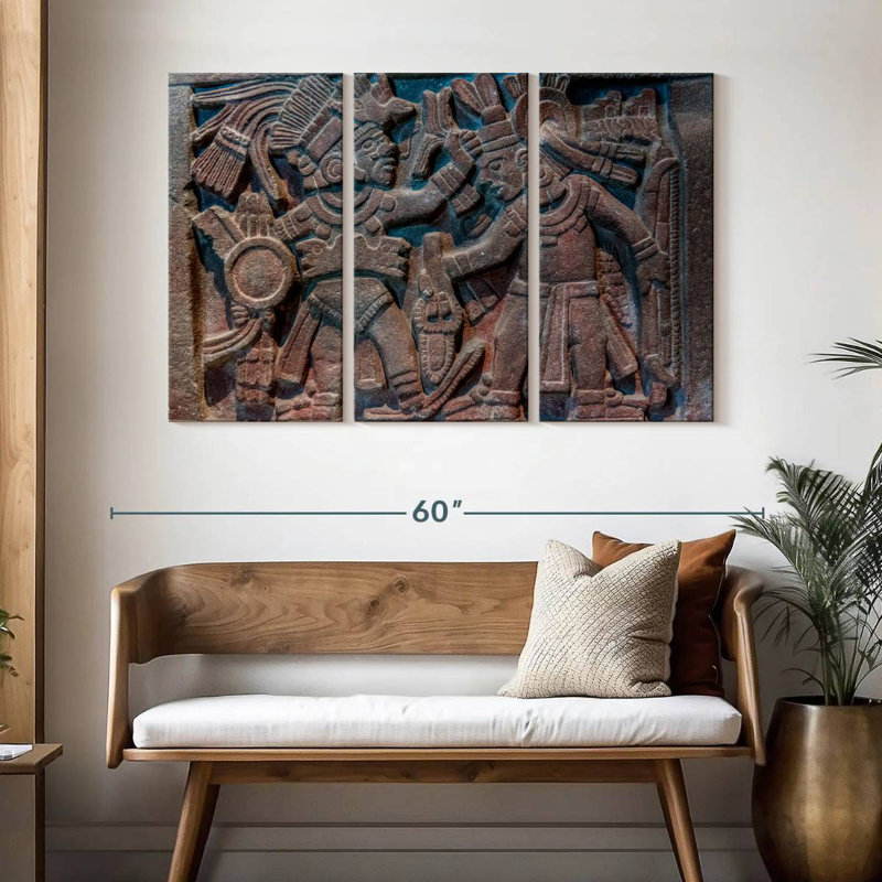 Senne Aztec Stone Carving, 32" H x 50" W