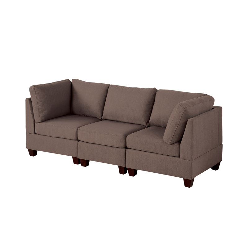 Café noir modulaire - 3 pièces, charisma de chaise en tissu d'aspect lin, structure en bois