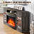 Farmhouse 70"W LED Curved Fireplace TV Stand,Washed Gray-1988164189