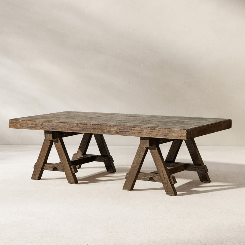 Table basse rectangulaire en tréteau Hawthorne, Brun