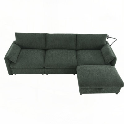 Canapé modulaire en chenille de 96,5 po avec repose-pieds et poches