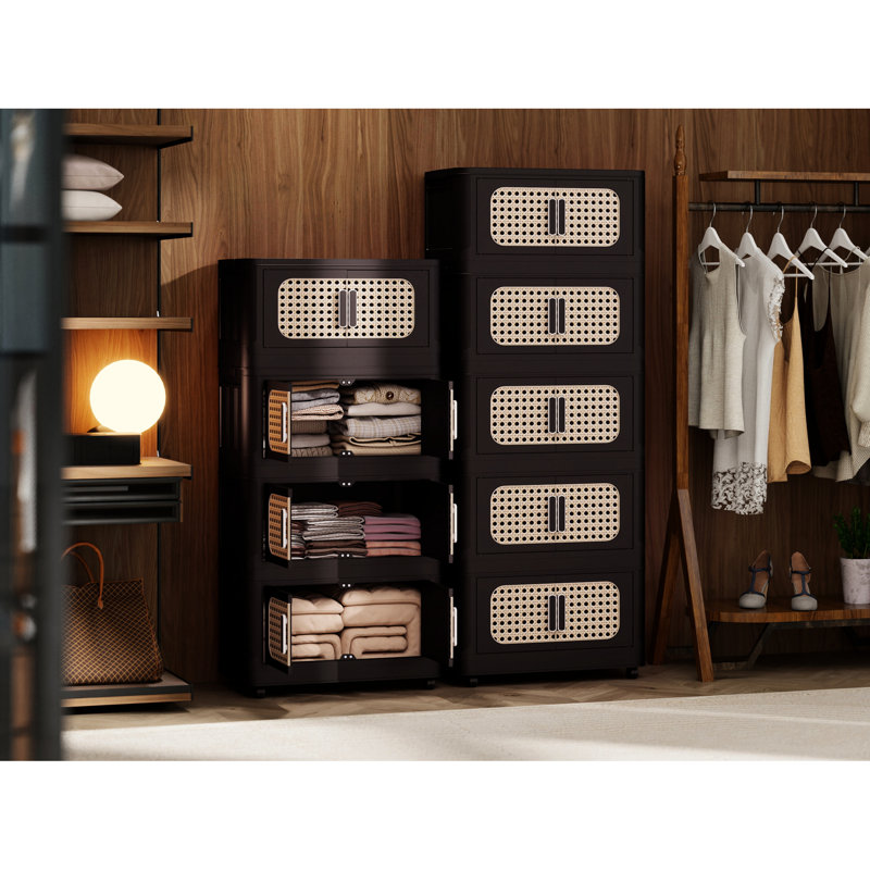 Armoire de rangement latérale en plastique de 20 po de style American Retro, 4 - avec porte magnétique, facile à assembler et à déplacer dans les pièces, assemblage rapide