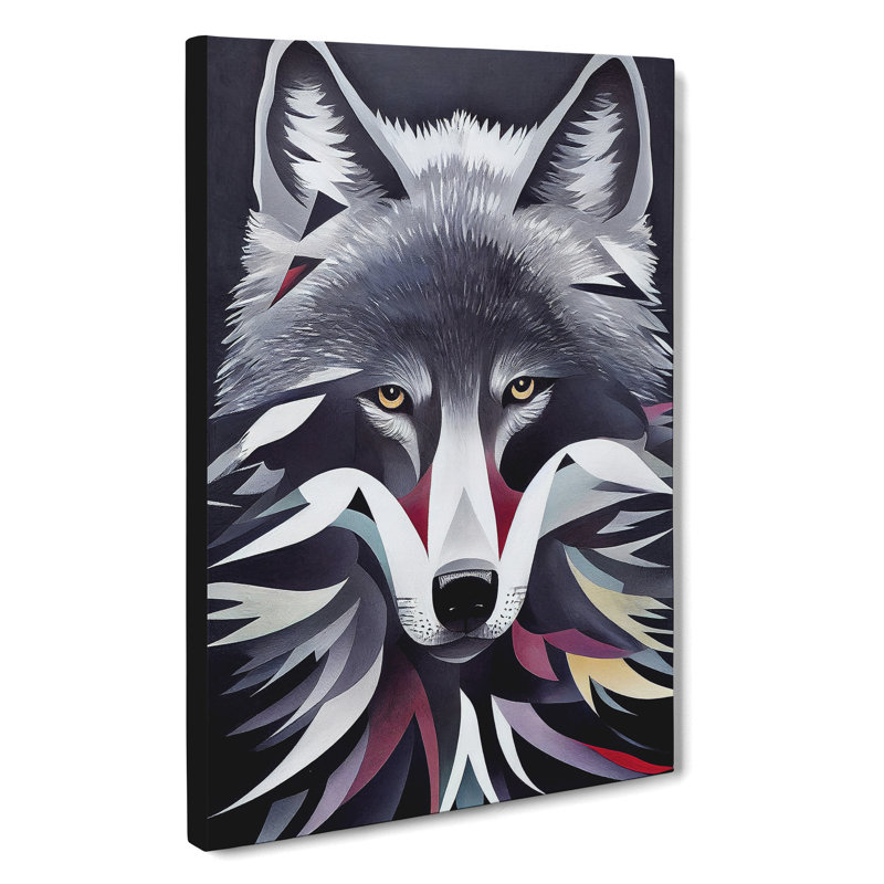Abstract Wolf Painting - Wrapped Canvas, 76cm H x 50cm W x 3cm D