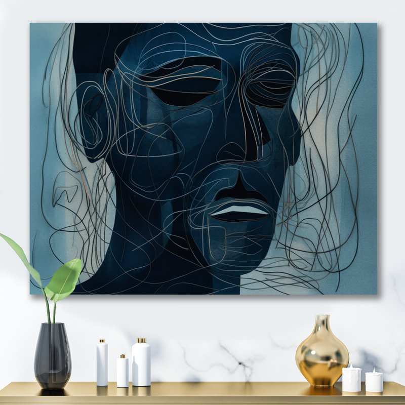Portrait linéaire d'un homme II sur toile, H 34 po x l 44 po x P 1,5 po, Toile tendue