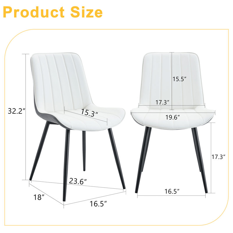 4 chaises de salle à manger avec coussin de siège allongé. Conception à lignes épurées. Épissure gris foncé et blanc. Pu Back. Rembourrage en éponge haute. Et coussin optionnel confortable - 4 pièces. Ligne élégante. Blanc. Rempli. Confortable