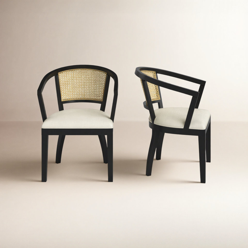 Ashia Dining Armchair, Cream/Black
