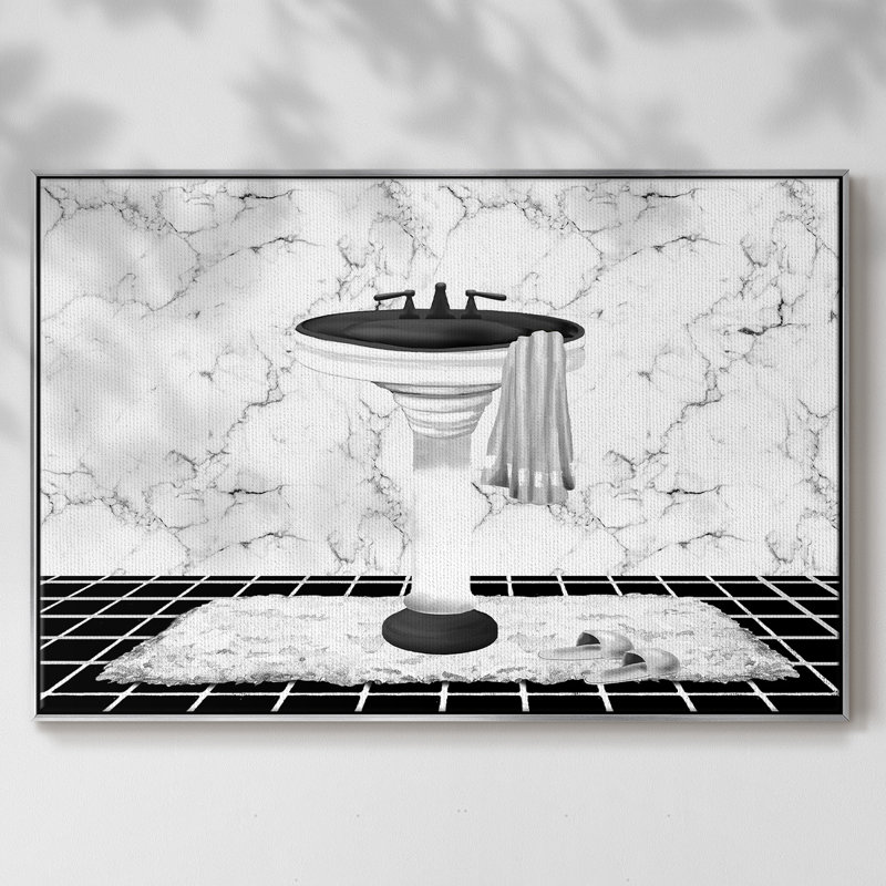 Toile tendue avec châssis Modern Modern, H 27 po x l 41 po x P 2 po, Encadrement argenté