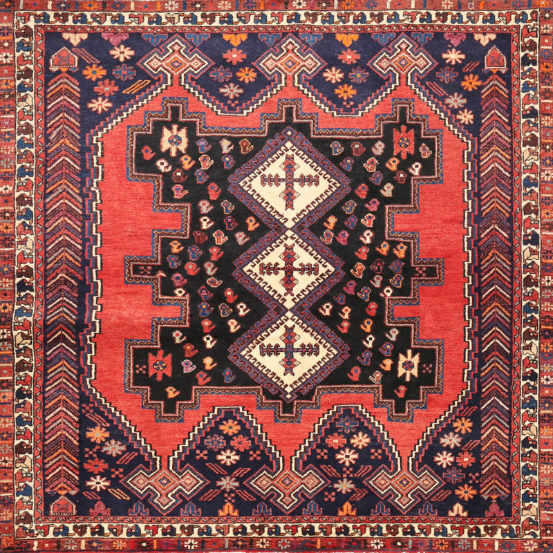 Tapis traditionnel rouge / noir Linnie, Rectangle 2 pi x 5 pi