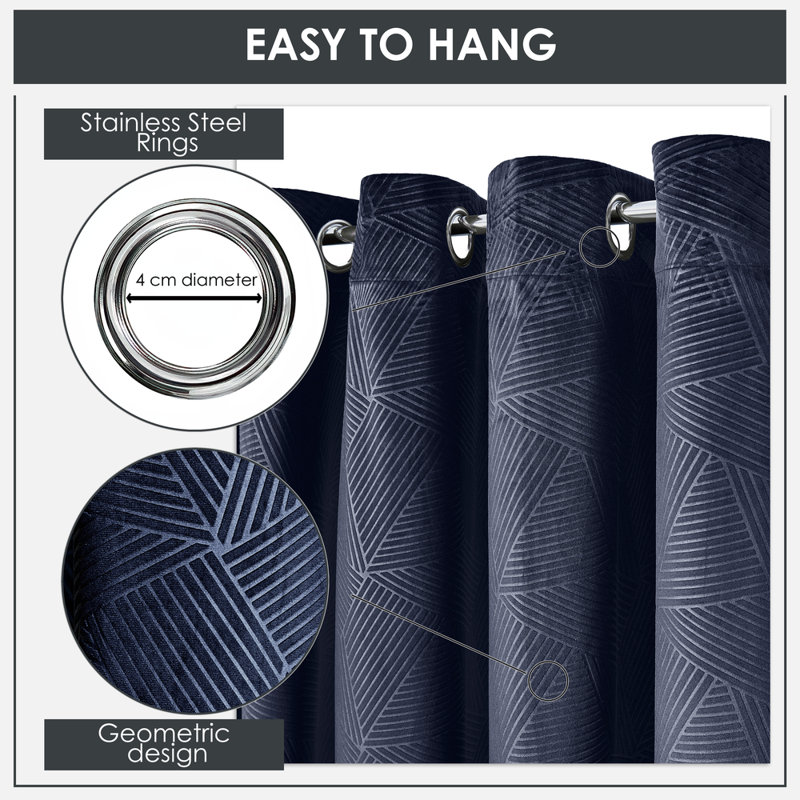 Wibeke Blackout Door Curtain Single Panel, Blue, 116cm Width x 213cm Drop