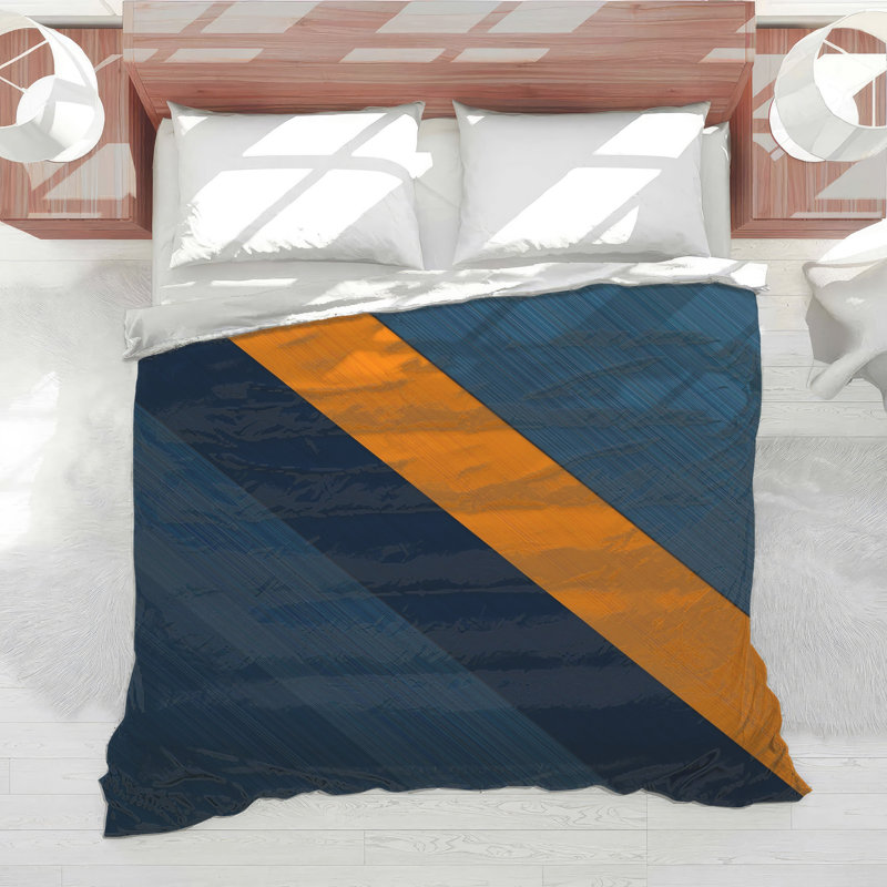 Orange Diagonal Stripe Comforter, Twin