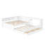 Lit de jour double avec couchette, structure en bois avec tiroirs de rangement, tablettes latérales et bureau, blanc-182192917-182192905
