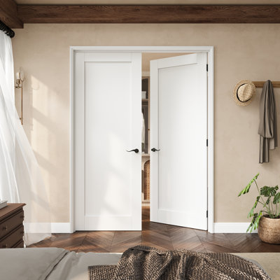56" X 80" Full Panel French Door With Black Latches, Solid Core Door Slab With Frame, French Interior Door As Pantry Door, Bedroom Door, Laundry Door, Closet Doors, Room Doors, Latch & Door Lever Included