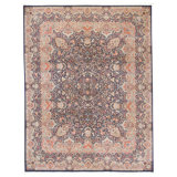 Hand Knotted Wool Oriental Area Rug in Navy