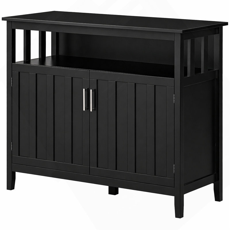 Buffet moderne noir, buffet à 2 portes avec tablettes réglables, armoire de rangement pour la cuisine et le salon