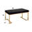 Black Bench With 100% Upholstery And Gorgeous Champagne Plating Sleek Finish Cozy Faux Fur - Chic