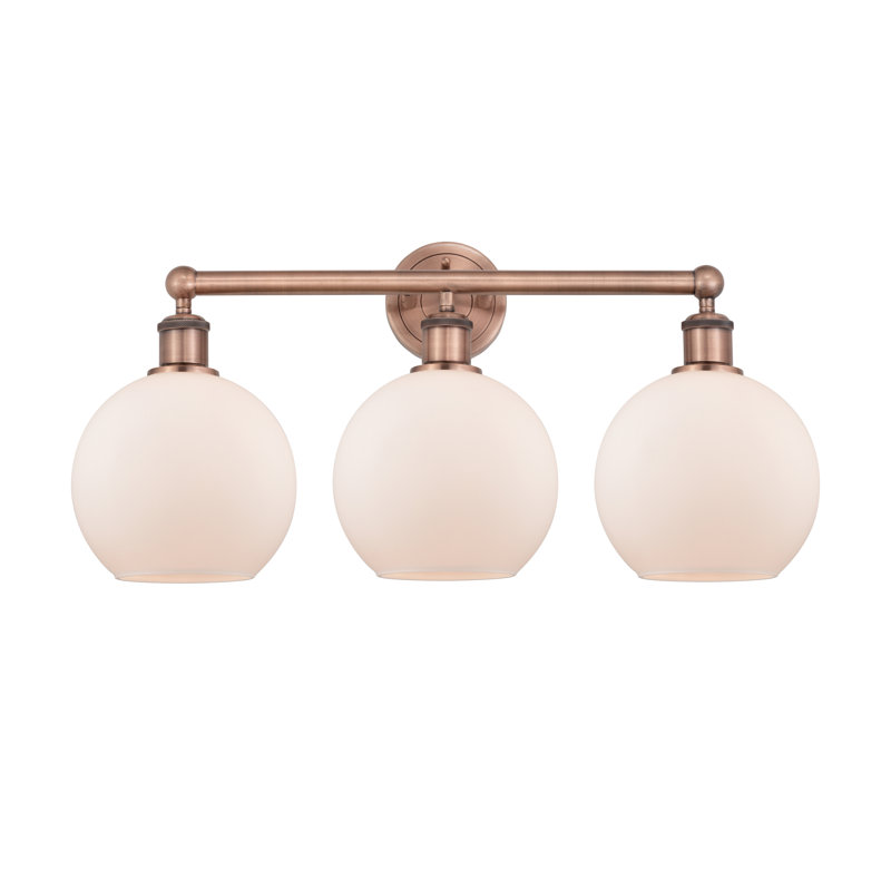 Ellington 3 - Light Dimmable Vanity Light, Matte White, Antique Copper