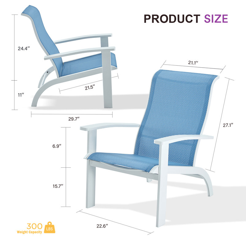 Eillet Outdoor Adirondack Chair, White, Blue