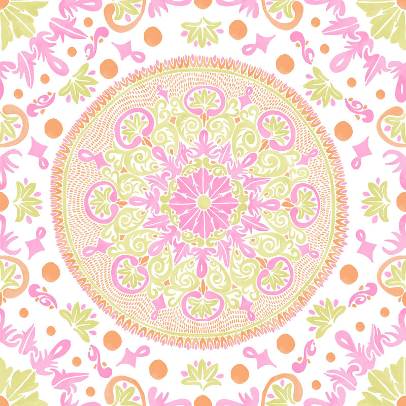 Rouleau de papier peint adhésif L 10 pi x l 24 po Henni, Rose / Turquoise