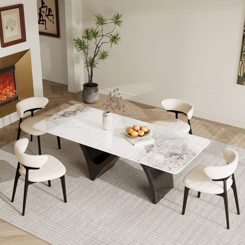Modern Dining Table, 29.5" H x 86" L x 39.4" W