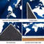 Tapis intérieur bleu lavable à la machine, carte du monde bleu marine et globe terrestre en couleurs-918776494