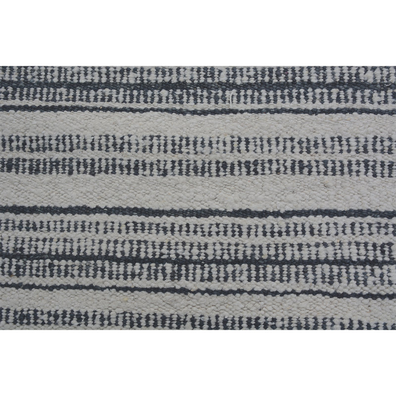 Wool Striped Area Rug in Navy, Rectangle 8' x 10'