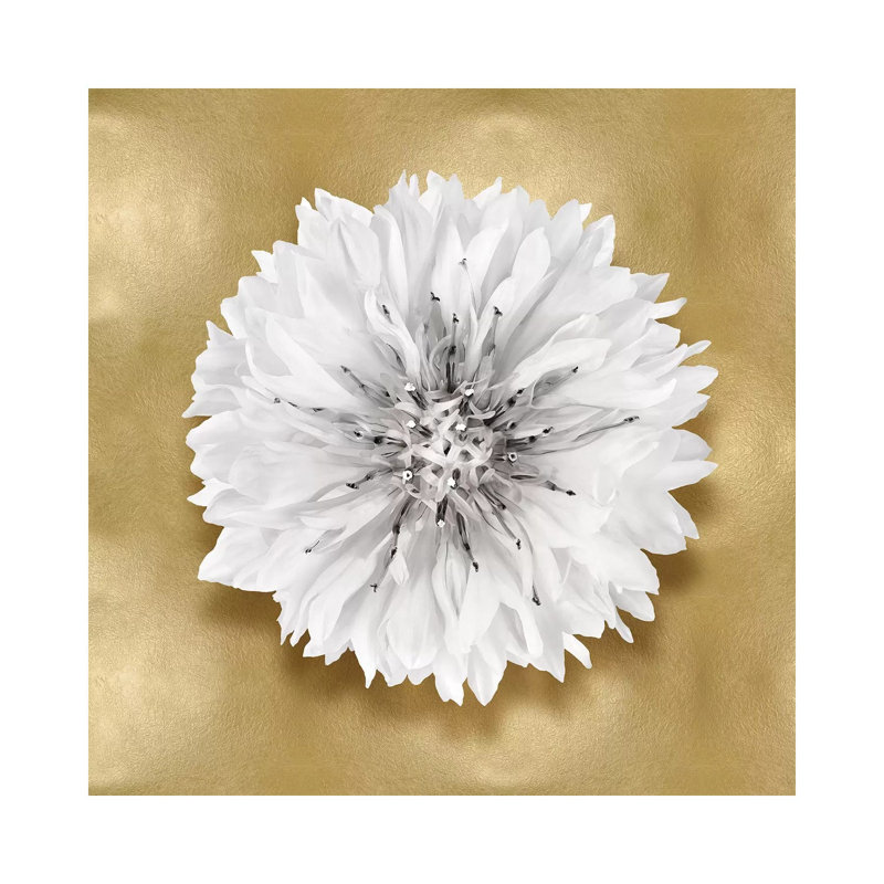 Flower On Gold IV by Caroline Kelly - Wrapped Canvas Print, 30.48 cm H x 30.48 cm W