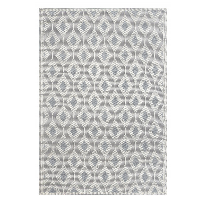 Tapis ivoire à motif de treillis moderne, Rectangle 5 pi x 7 pi