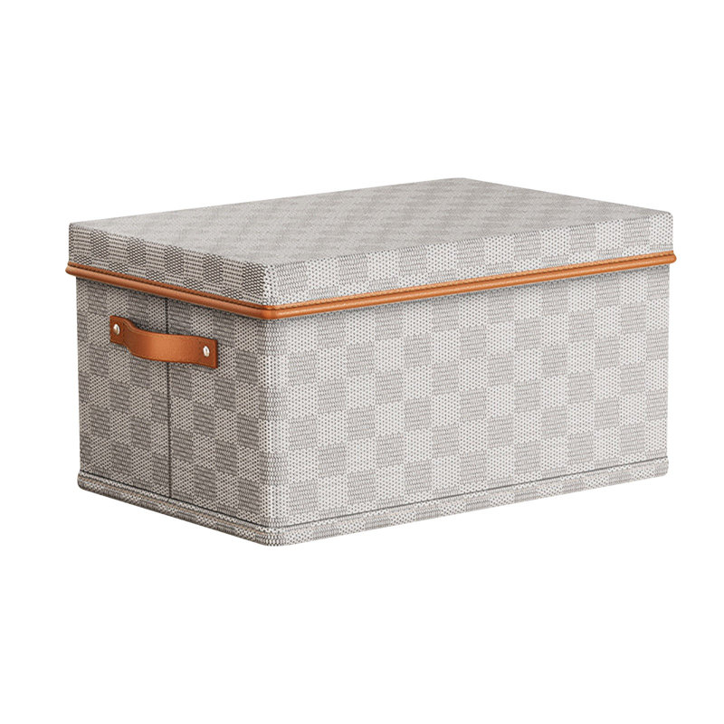 Clothes Storage Box Non-woven Fabric Checkerboard Pattern  And Cover Clothes Storage Box Home Organizing Box Basket Toy Storage Box