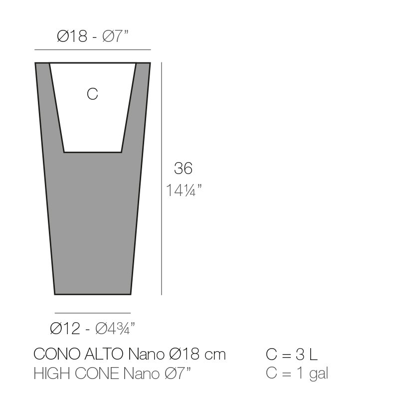 Pot de fleurs en résine Nano, H 14,25 po x l 7 po x P 7 po