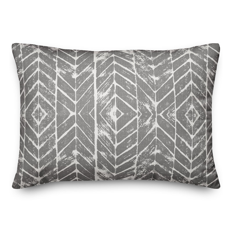 Housse et insert de coussin rectangulaire d'extérieur Distress Chevron 16, gris