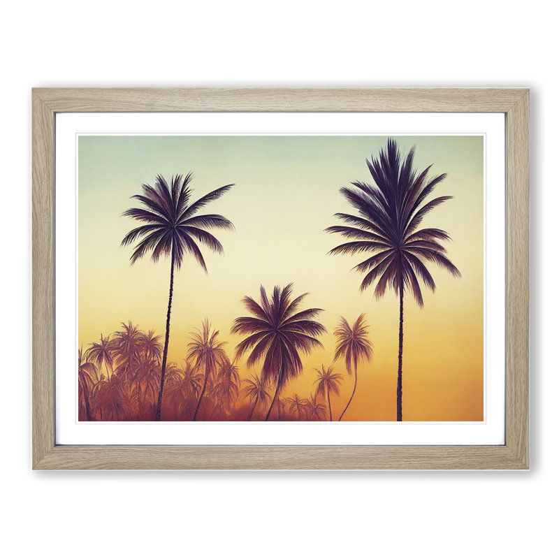 Stimulating Palm Trees - Framed Print, 25cm H x 34cm W x 2cm D, Oak