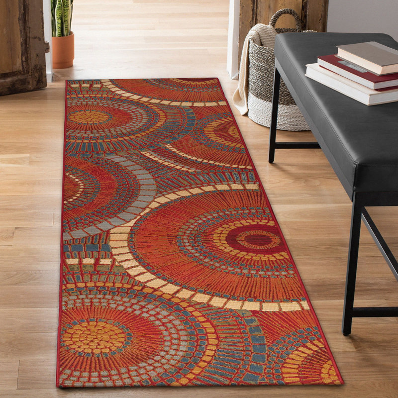Gauna Power Loomed Geometric Indoor and Outdoor Rug, Runner 1'11" x 7'6"