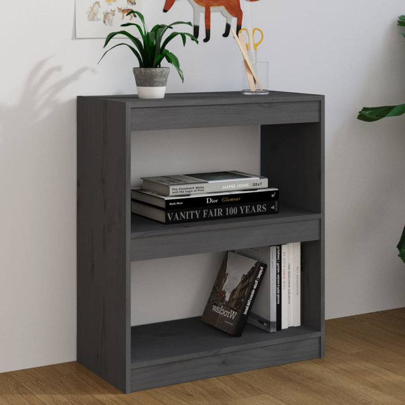 Paravent en bois de pin massif, gris, (2 tablettes) H 28,1 po x l 23,6 po x P 11,8 po