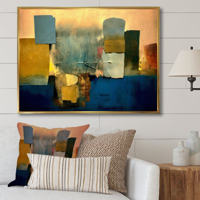 Sunrise Over City Retro Cubist Colourfields - Abstract Landscape Wall Art Living Room