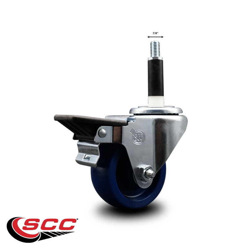 Roulettes pivotantes extensibles en poly 3 po 7/8 po avec frein SCC