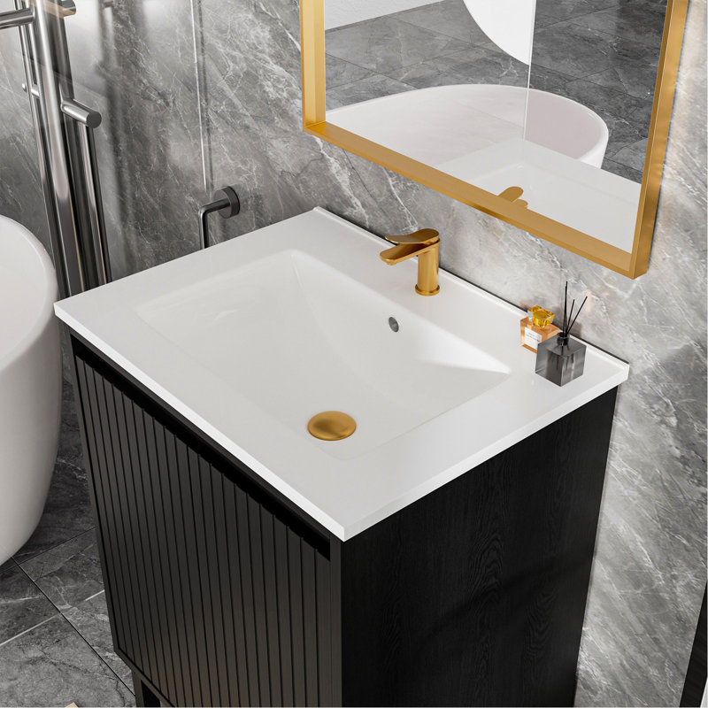 Meuble-lavabo 24 po sans lavabo, Noir mat, Noir mat