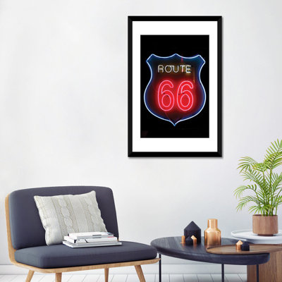 « néon us route 66 sign », reproduction de photo sur toile