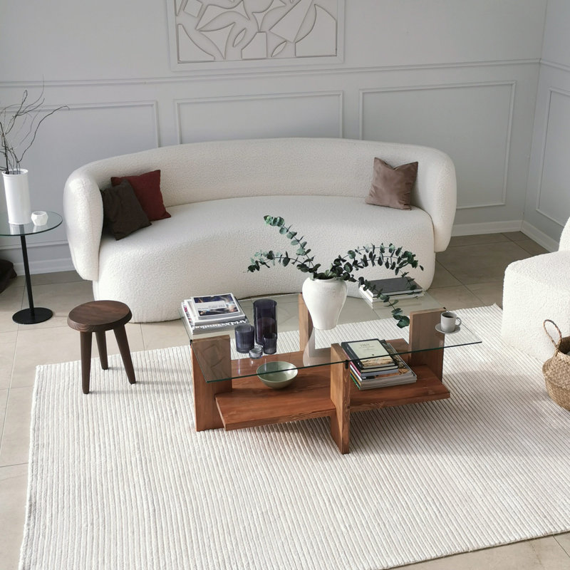 Jecory Floor Shelf Coffee Table with Storage