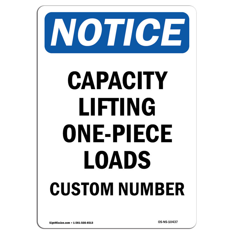 Osha Notice - Capacity Lifting, 24" H x 18" W x 0.1" D