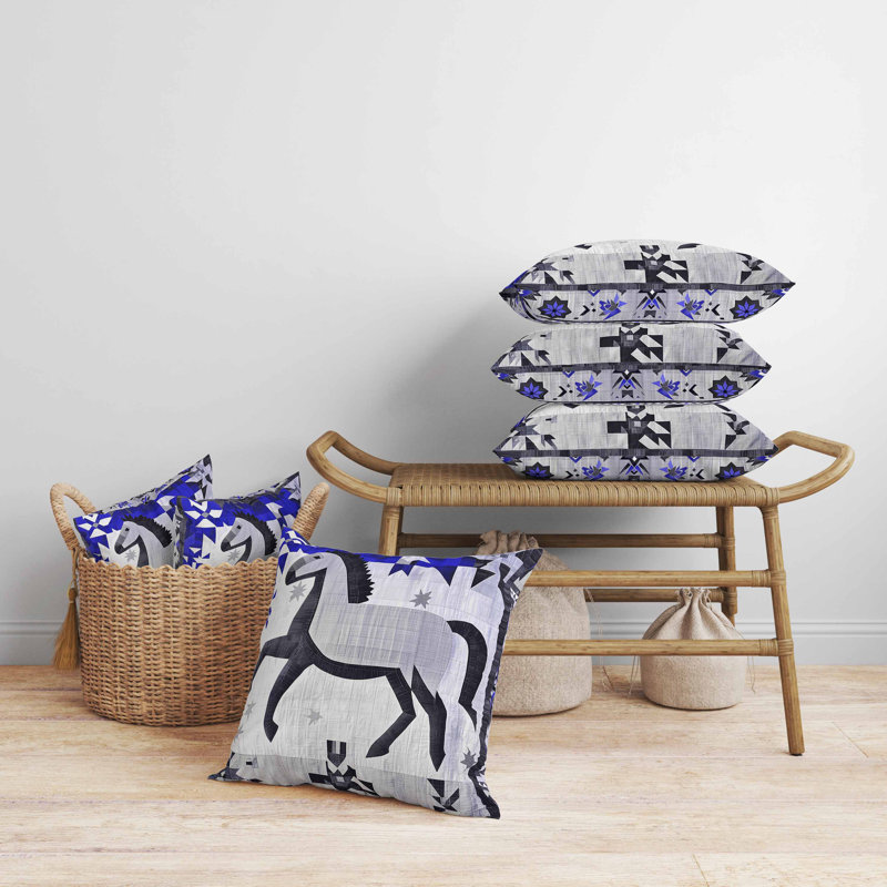 Coussin Starry Night, Bleu / Noir / Gris, Carré 16 po